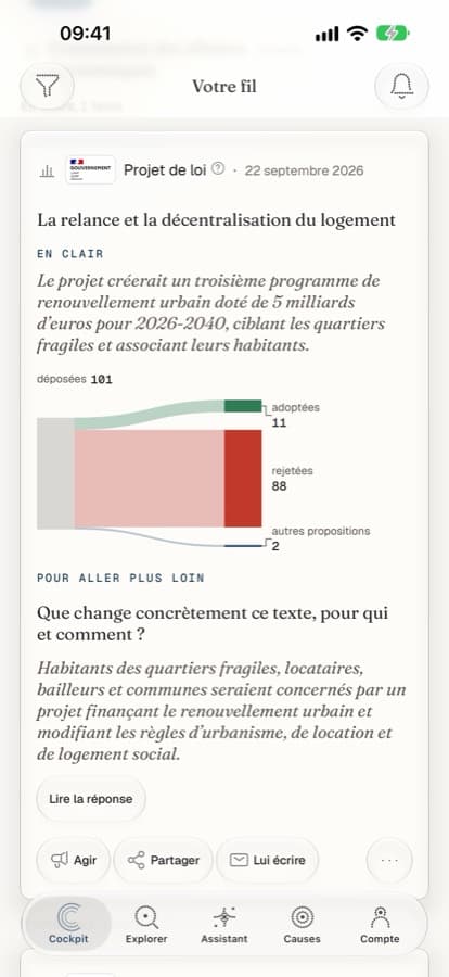 Le fil de l’app : un projet de loi sur le logement, son « En clair » et le sort de ses 101 amendements