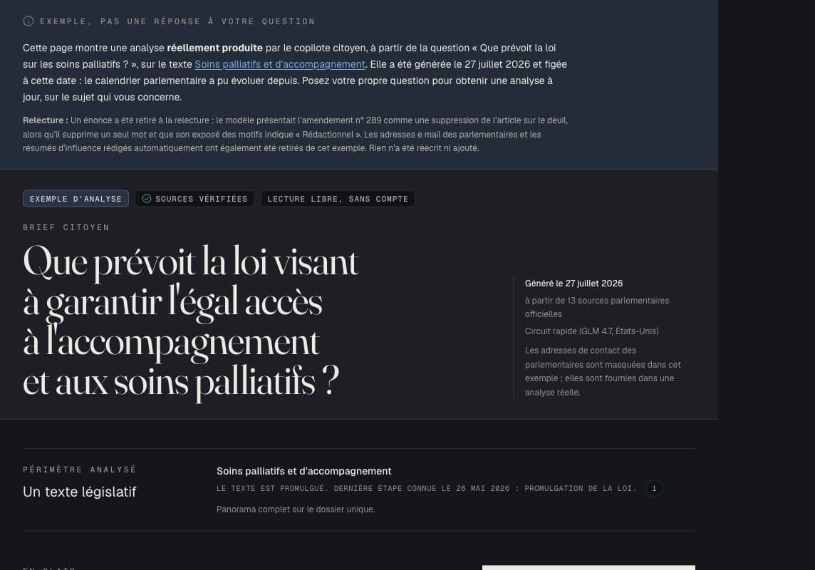 Exemple de brief citoyen OpenCitizen sur le web